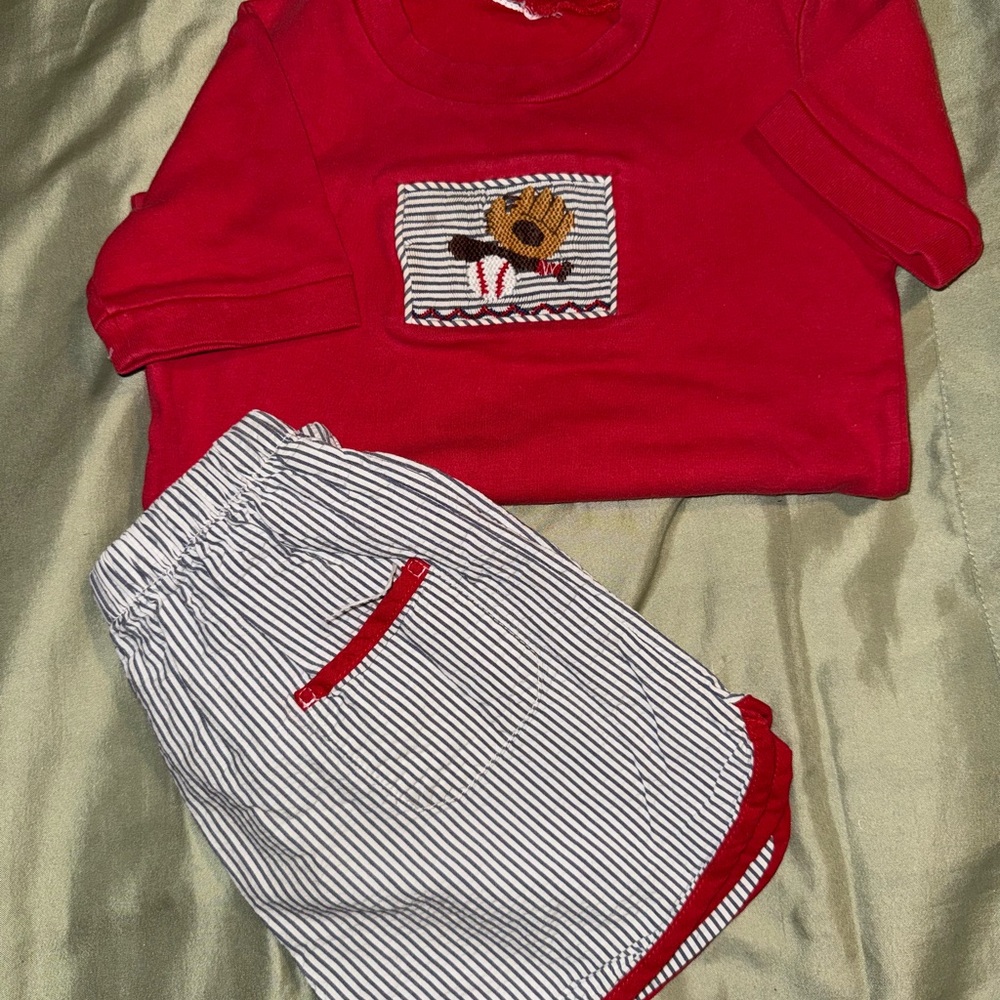 Red and White Striped Kids embroidered